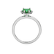 Emerald Green heart cut gemstone halo ring in white gold