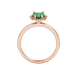 Emerald Green heart cut gemstone halo ring in rose gold