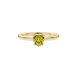 Close-up angled shot of Canary Yellow heart cut lotus basket halo ring in yellow gold