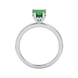 Emerald Green heart cut gemstone lotus basket halo ring in white gold