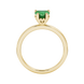 Emerald Green heart cut gemstone lotus basket halo ring in yellow gold