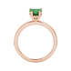 Emerald Green heart cut gemstone lotus basket halo ring in rose gold