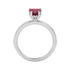 Raspberry Red heart cut gemstone lotus basket halo ring in white gold
