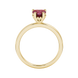 Raspberry Red heart cut gemstone lotus basket halo ring in yellow gold