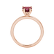 Raspberry Red heart cut gemstone lotus basket halo ring in rose gold
