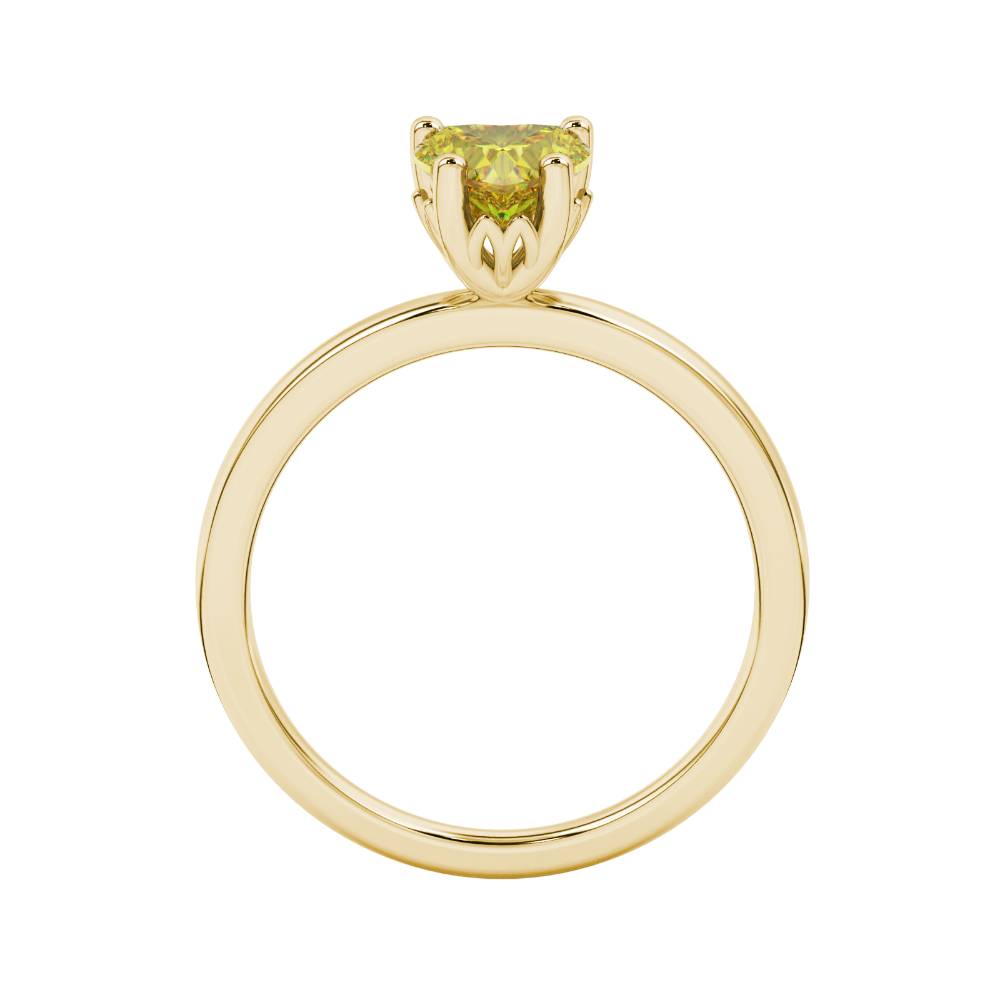 Canary Yellow heart cut gemstone lotus basket halo ring in yellow gold