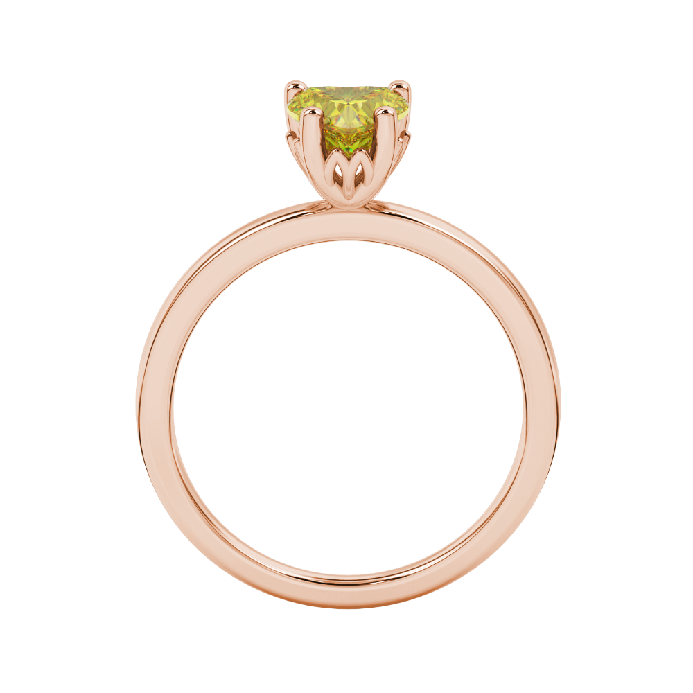Canary Yellow heart cut gemstone lotus basket halo ring in rose gold
