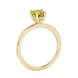 Side view of Canary Yellow heart cut gemstone halo ring showcasing the yellow gold