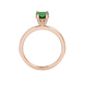 Heart-cut emerald green gemstone solitaire ring in a rose gold