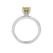 Heart-cut canary yellow gemstone solitaire ring in a white gold four-prong setting.
