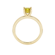 Princess canary yellow gemstone ring, yellow gold four-prong setting.