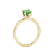 Side profile, yellow gold emerald green ring, four-prong gallery.