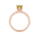 Princess canary yellow gemstone ring, rose gold six-prong setting.