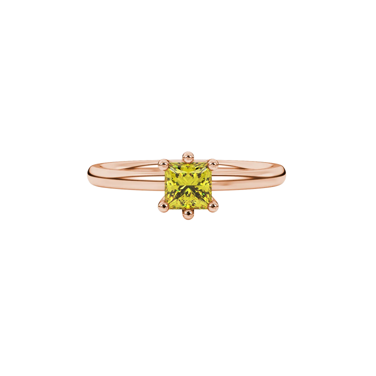 Princess Six-Prong Solitaire Gemstone Ring