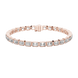 Rose gold bracelet with diamond accents on a white background