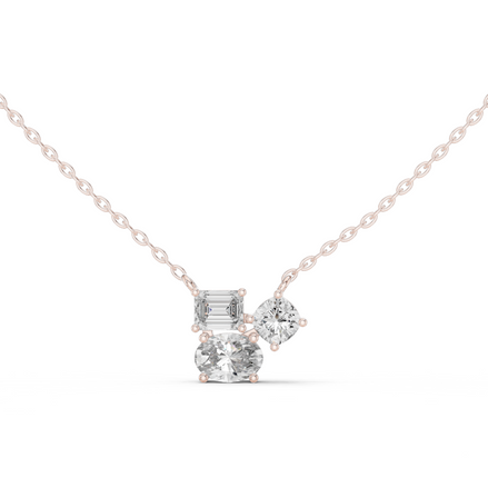 Modern mixed shape diamond cluster pendant in gold with lab grown diamonds by Signora Jewels