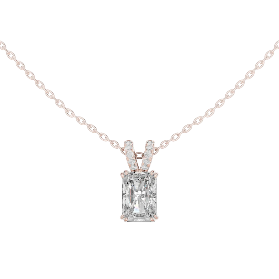Minimal radiant cut solitaire diamond pendant in gold with lab grown diamond by Signora Jewels