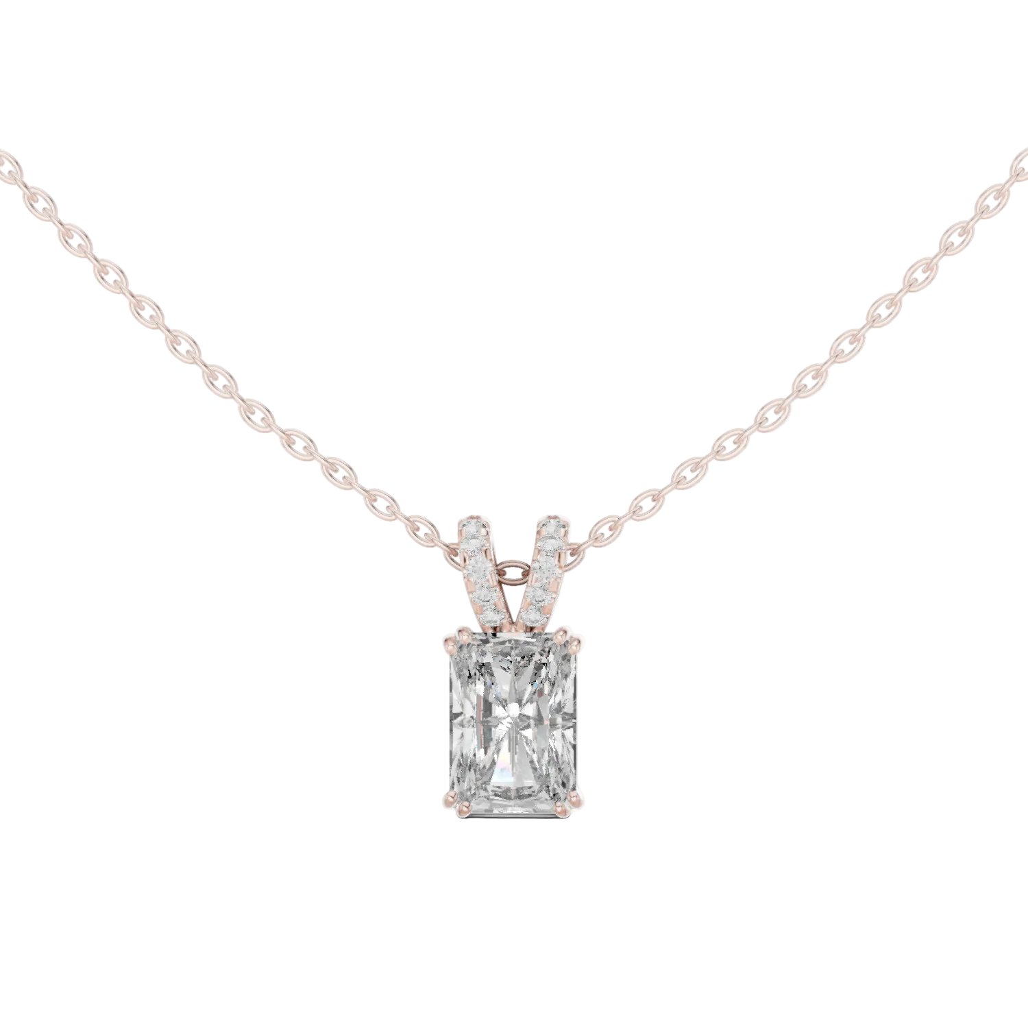 Minimal radiant cut solitaire diamond pendant in gold with lab grown diamond by Signora Jewels
