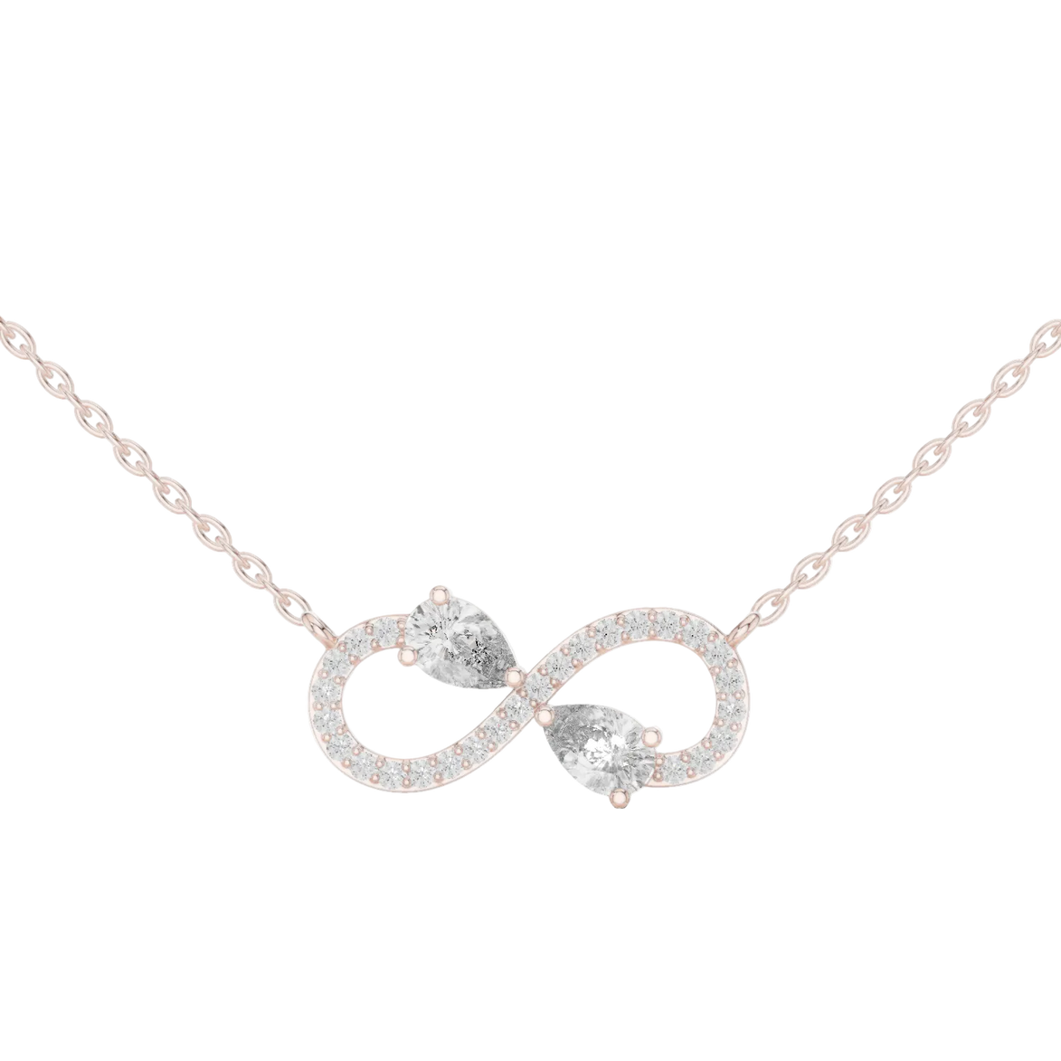 Elegant infinity pear diamond pendant in gold with lab grown diamonds by Signora Jewels