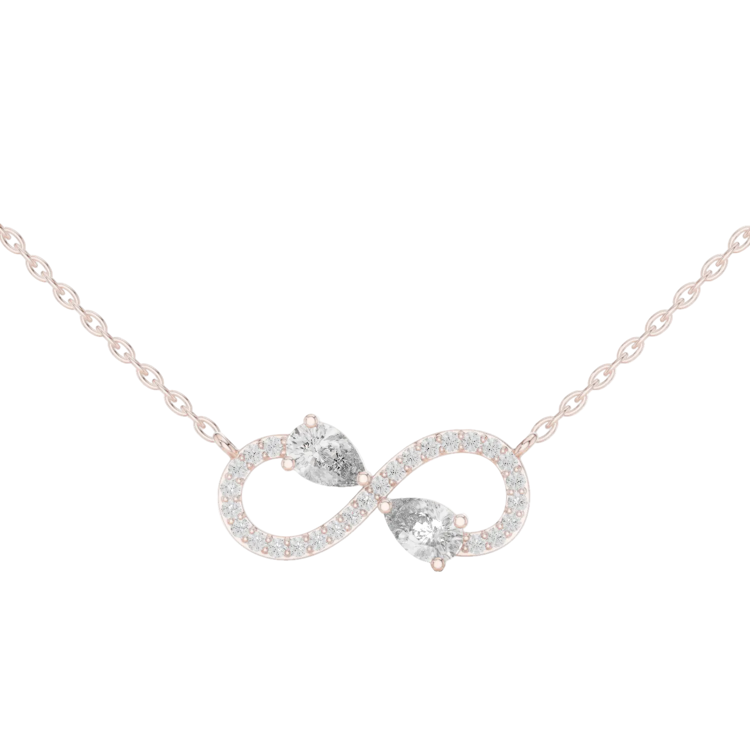 Elegant infinity pear diamond pendant in gold with lab grown diamonds by Signora Jewels