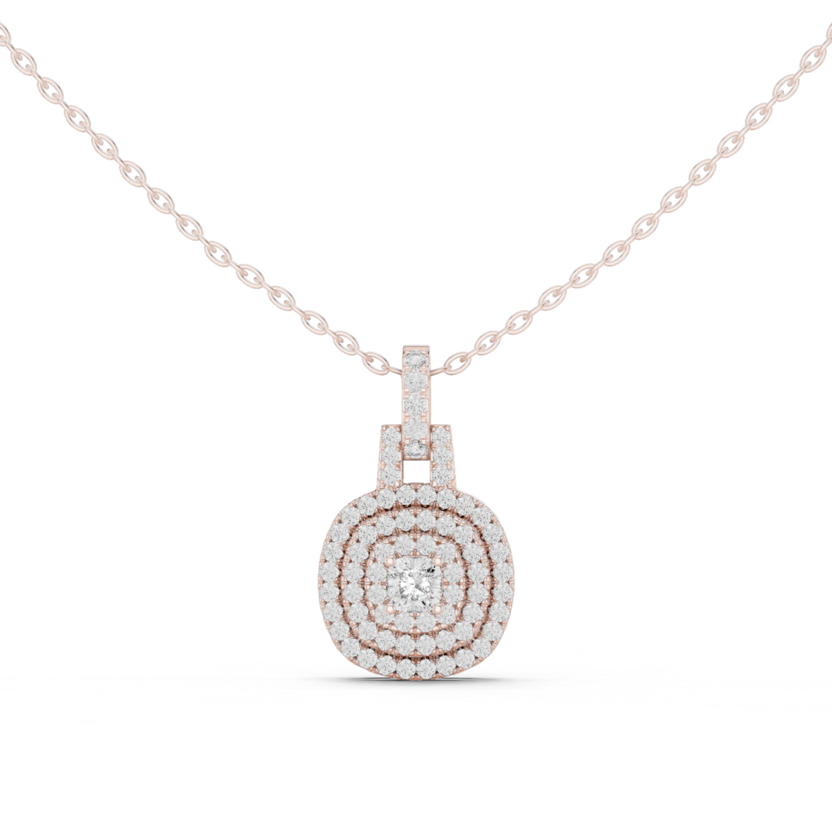 Cushion halo diamond pendant in gold with lab grown diamonds by Signora Jewels