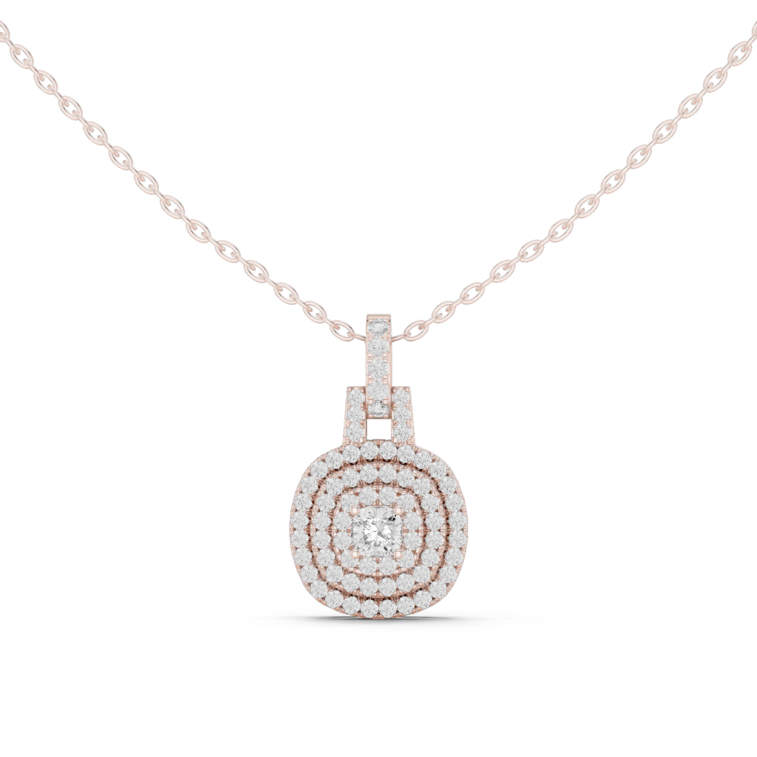 Cushion halo diamond pendant in gold with lab grown diamonds by Signora Jewels