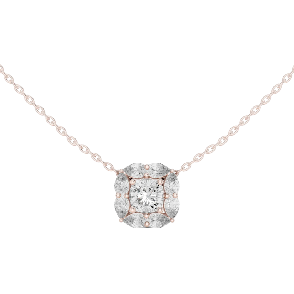 Cushion Lab Grown Diamond Cluster Pendant