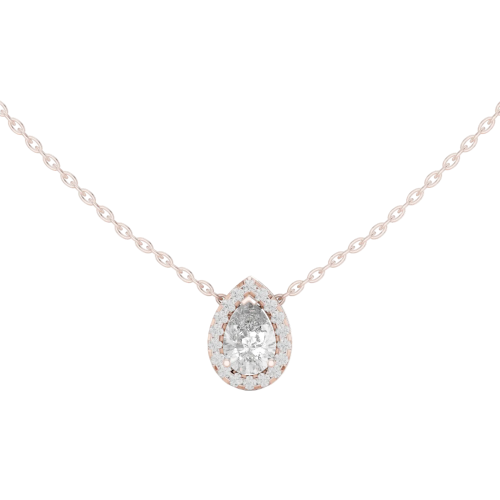 Elegant Pear Lab Grown Diamond Halo Pendant