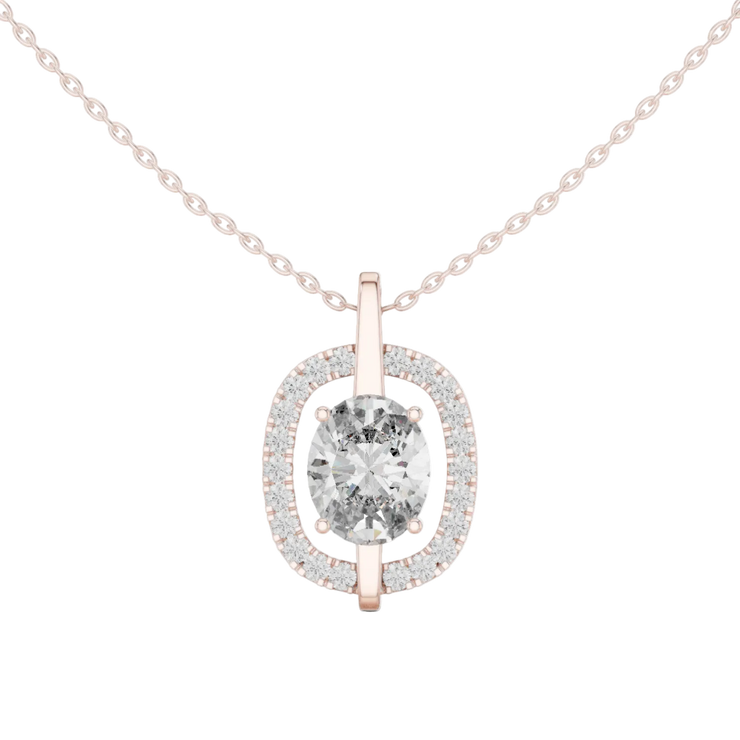 Oval Lab Grown Diamond Halo Pendant