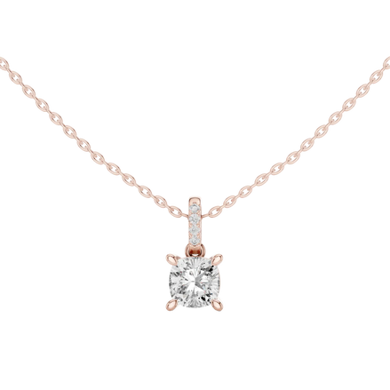 Minimal cushion cut diamond pendant in gold with lab grown diamonds by Signora Jewels