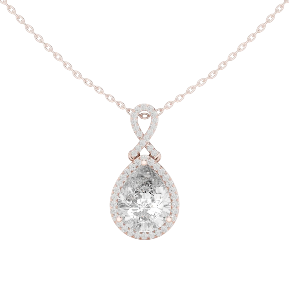 Pear Lab Grown Diamond Halo Drop Pendant