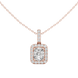 Cushion cut halo diamond pendant in gold with lab grown diamonds by Signora Jewels