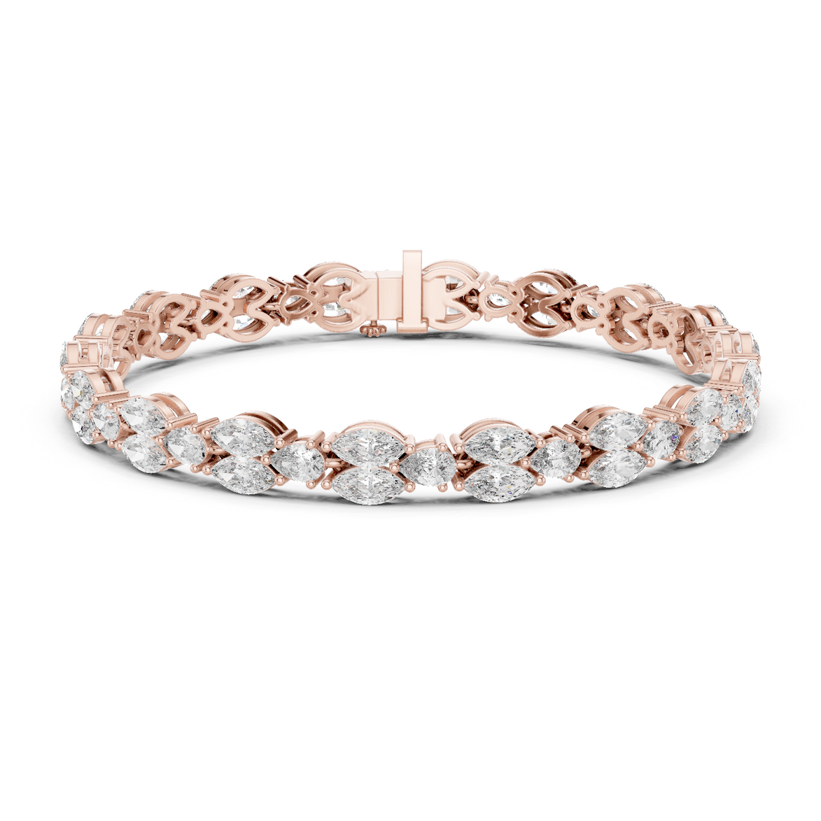 Luxury marquise and pear diamond tennis bracelet in gold with lab grown diamonds by Signora Jewels
