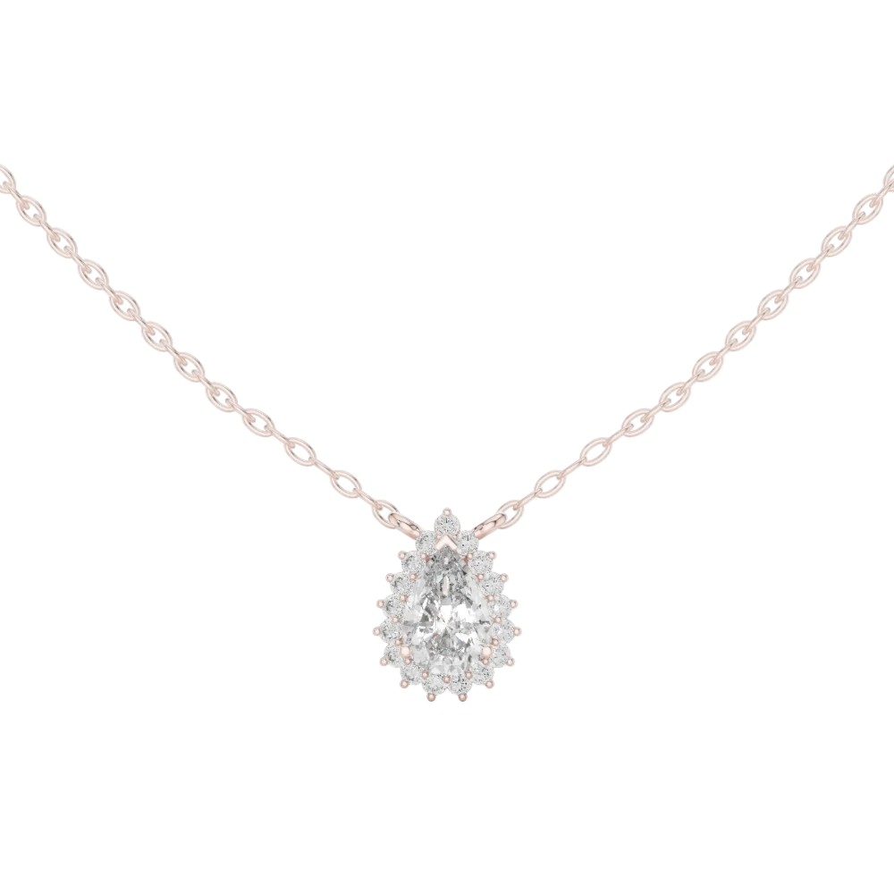Classic Pear Lab Grown Diamond Halo Pendant
