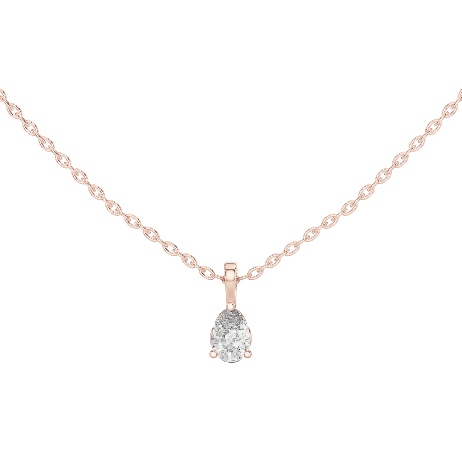 Minimal pear cut solitaire diamond pendant in gold with lab grown diamond by Signora Jewels