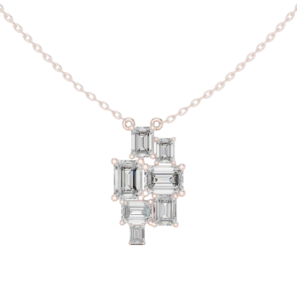 Emerald Cut Diamond Cluster Pendant
