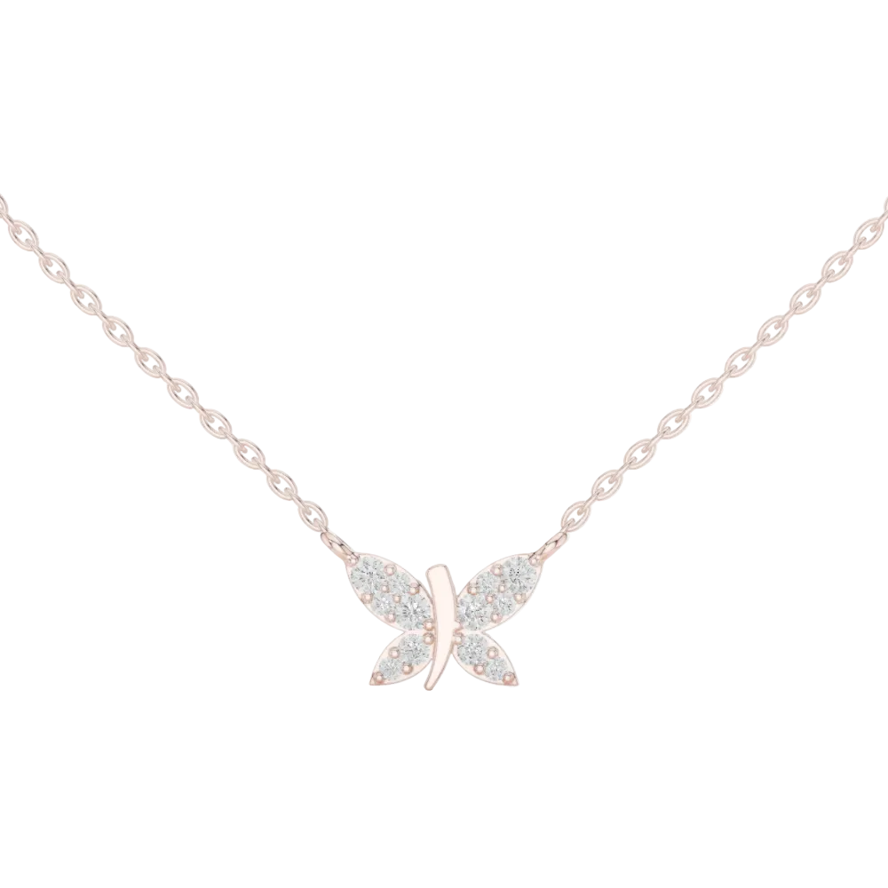 Round Lab Grown Diamond Butterfly Pendant