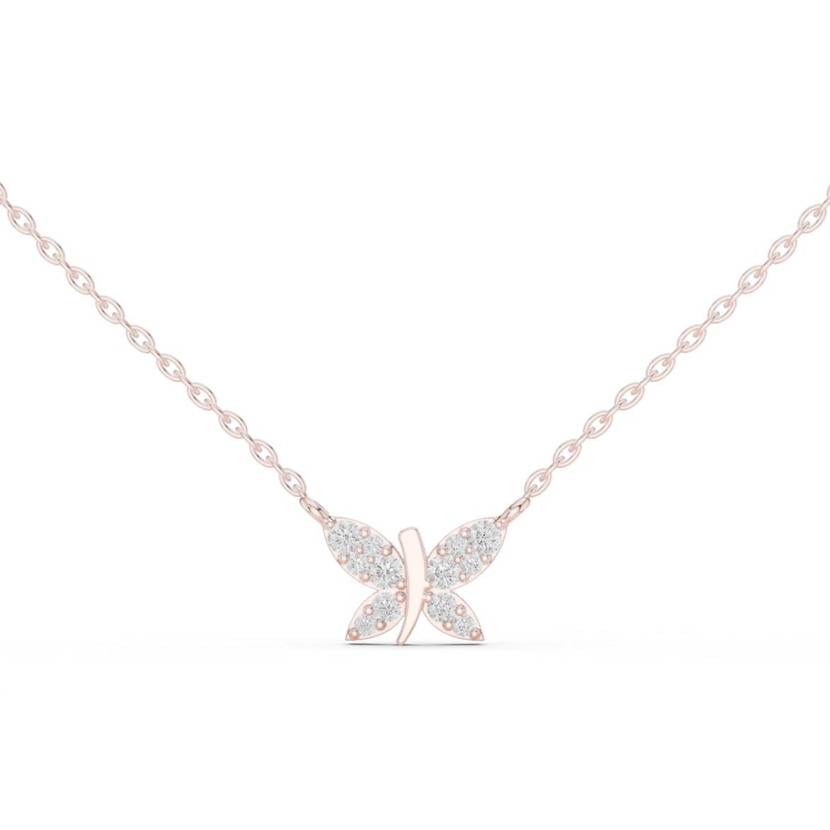 Butterfly diamond pendant in gold with lab grown diamonds by Signora Jewels