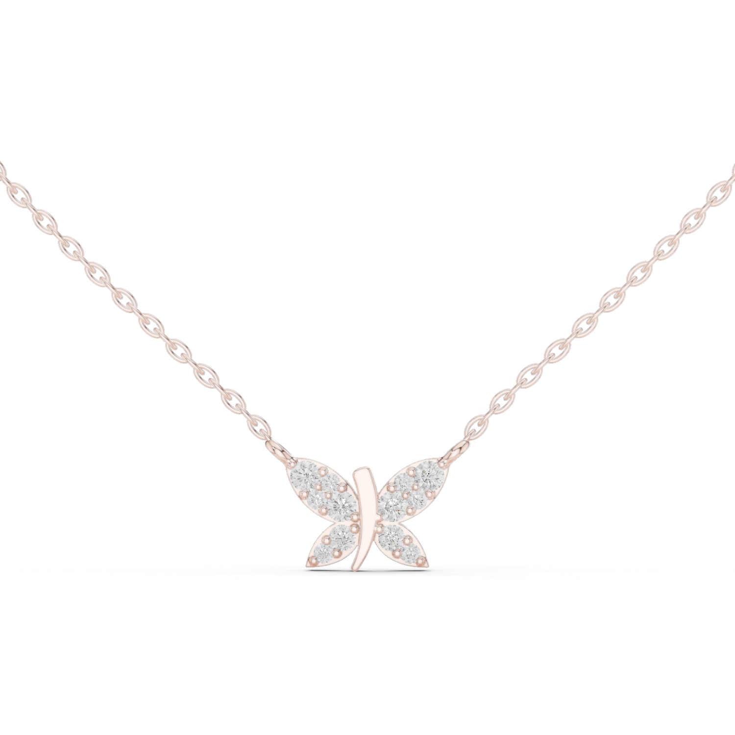 Butterfly diamond pendant in gold with lab grown diamonds by Signora Jewels