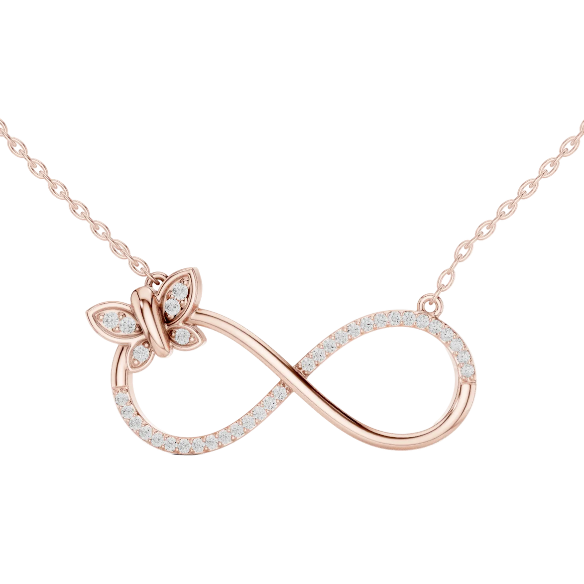 Infinity butterfly diamond pendant in gold with lab grown diamonds by Signora Jewels