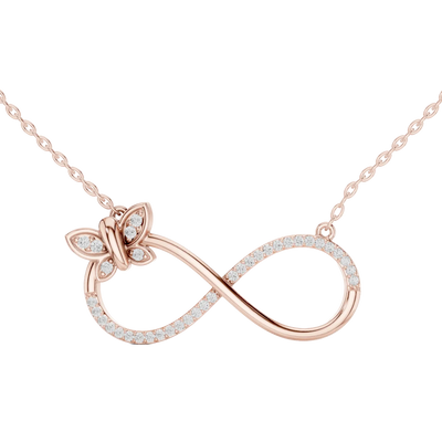 Infinity butterfly diamond pendant in gold with lab grown diamonds by Signora Jewels