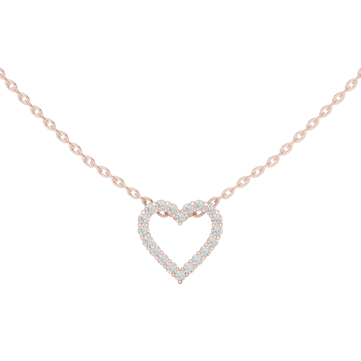 Minimal open heart diamond pendant in gold with lab grown diamonds by Signora Jewels
