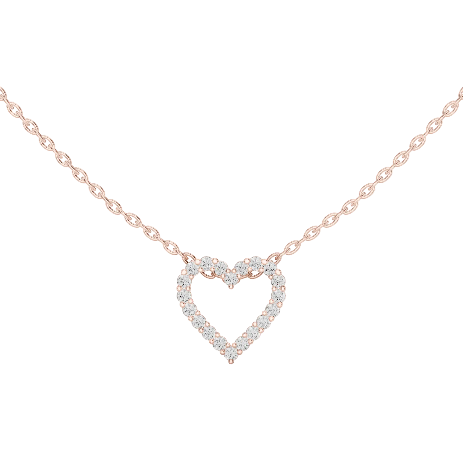 Minimal open heart diamond pendant in gold with lab grown diamonds by Signora Jewels