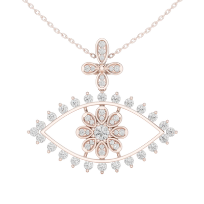 Luxury evil eye diamond pendant in gold with lab grown diamonds by Signora Jewels
