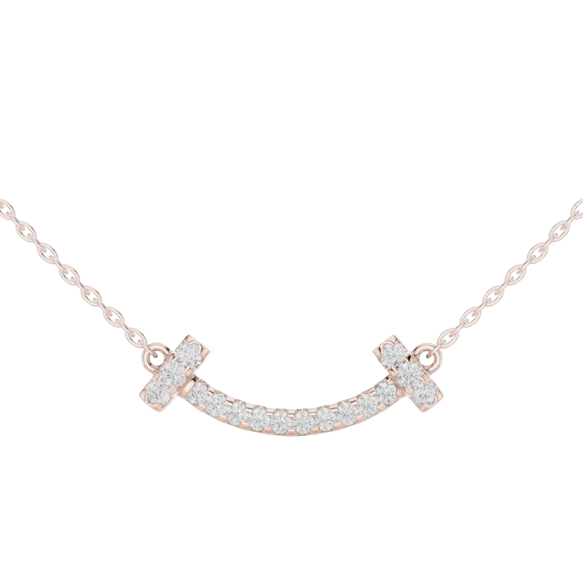 Minimal curved diamond bar pendant in gold with lab grown diamonds by Signora Jewels