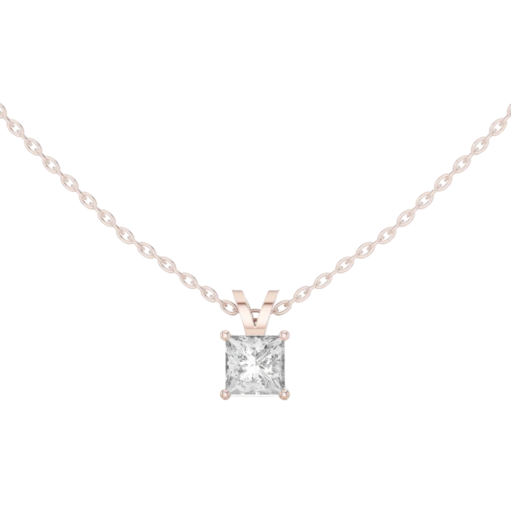 Princess Lab Grown Diamond Solitaire Pendant