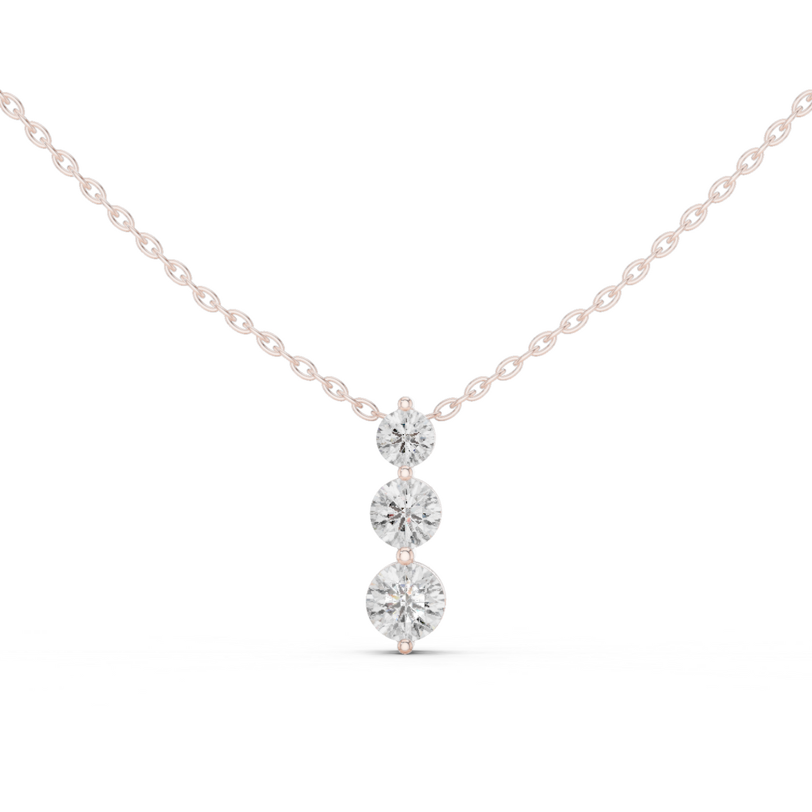 Three stone diamond pendant in gold with lab grown diamonds by Signora Jewels