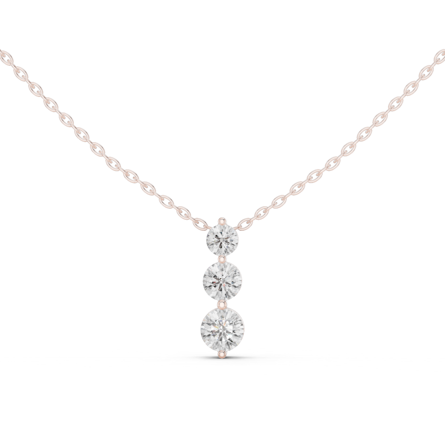 Three stone diamond pendant in gold with lab grown diamonds by Signora Jewels