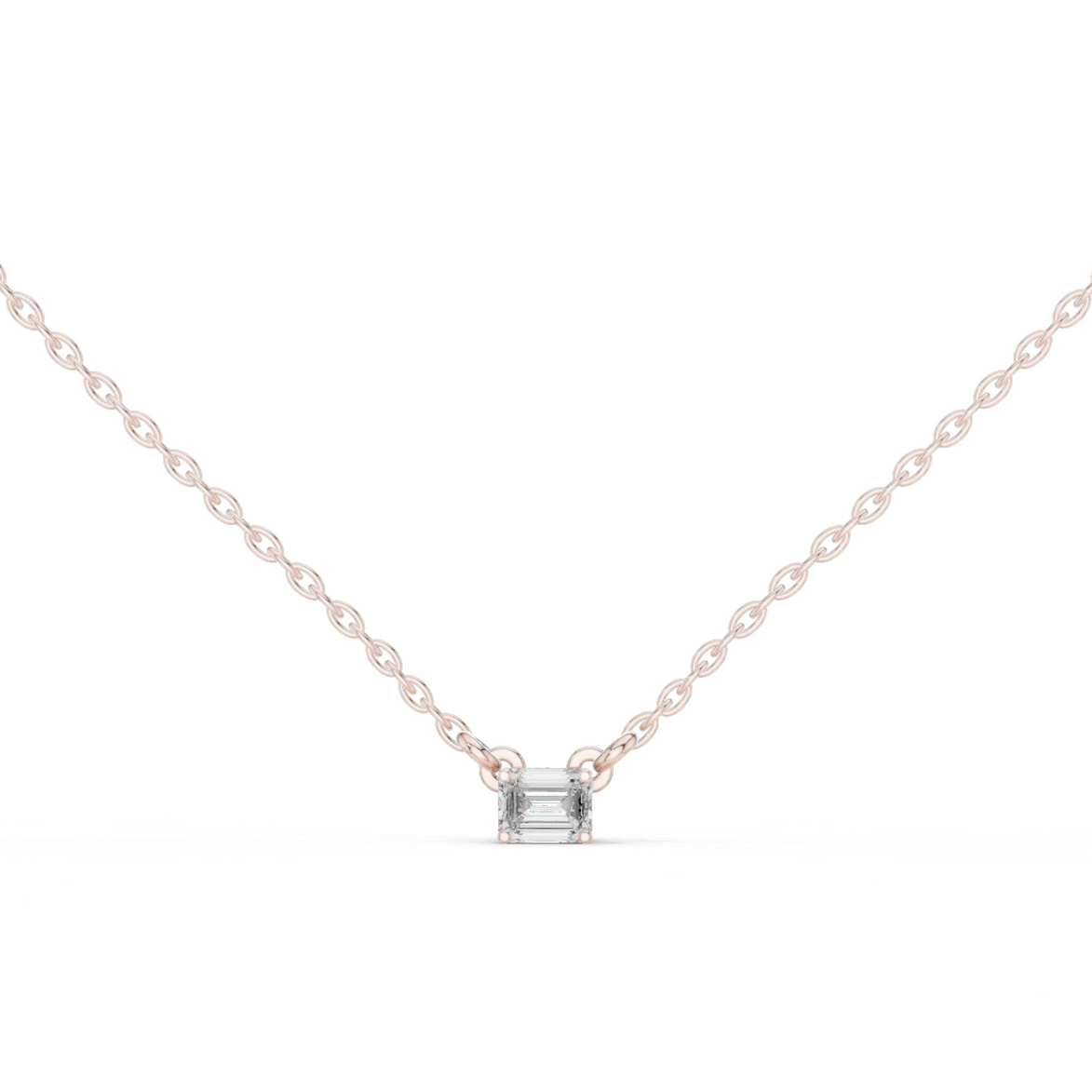Emerald Cut Solitaire Diamond Pendant in Gold | Signora Jewels