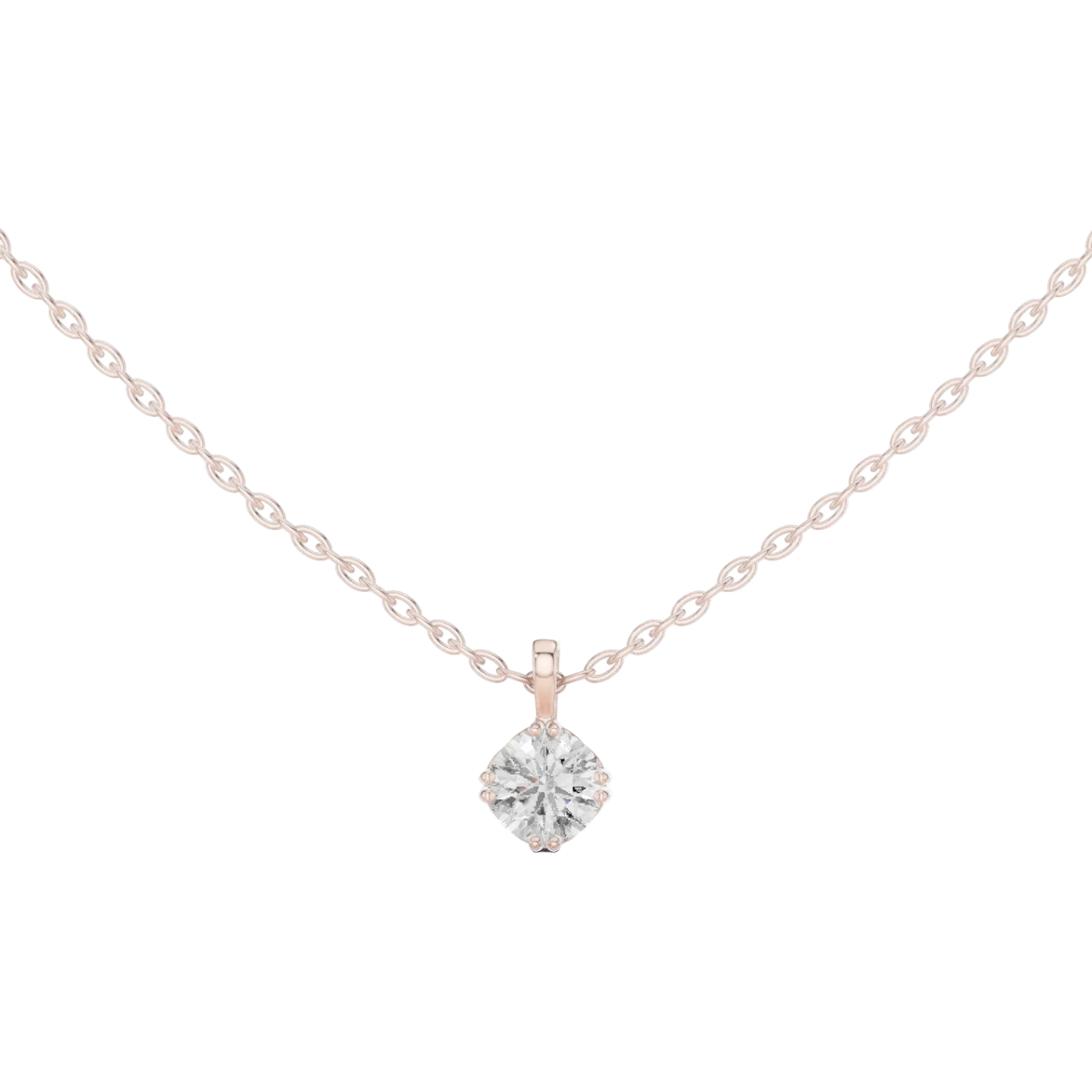 Minimal round cut solitaire diamond pendant in gold with lab grown diamond by Signora Jewels